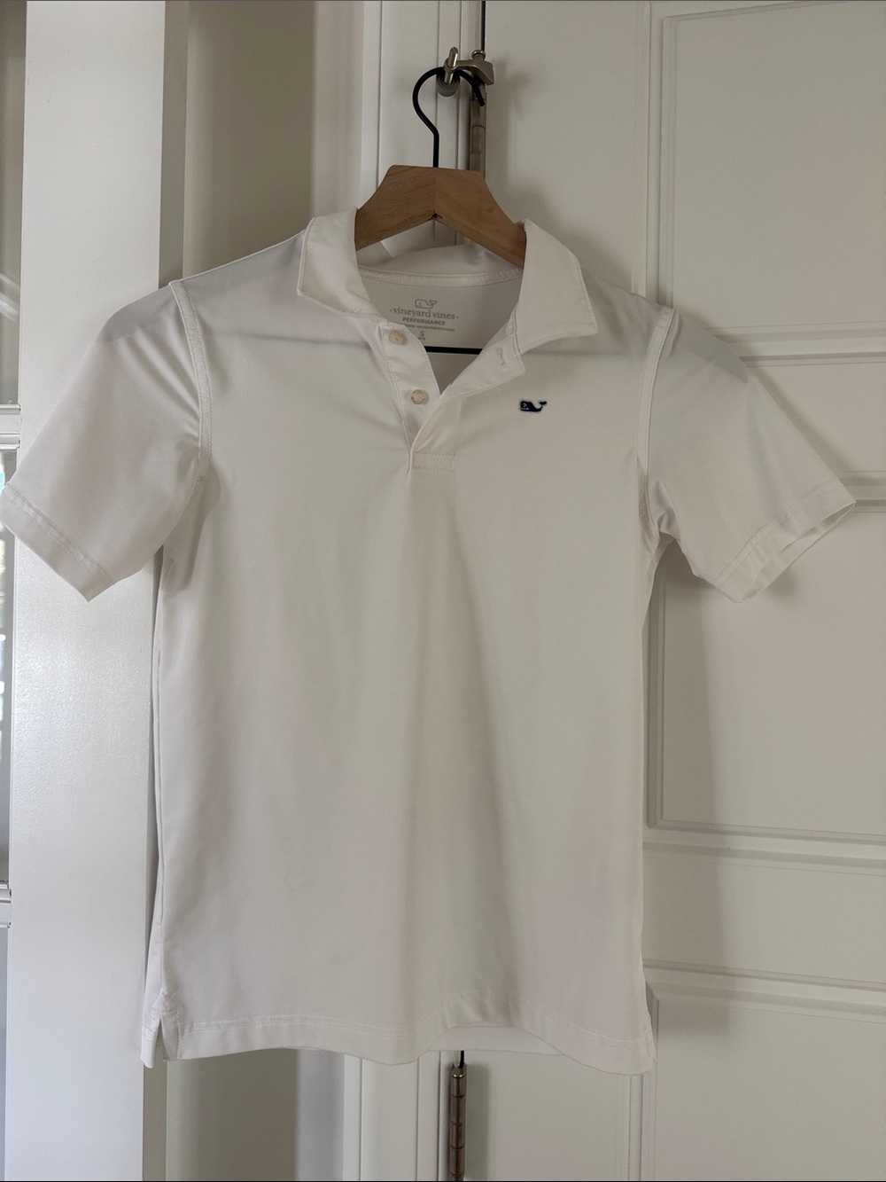 Vineyard Vines White Polo with Navy Whale Accent